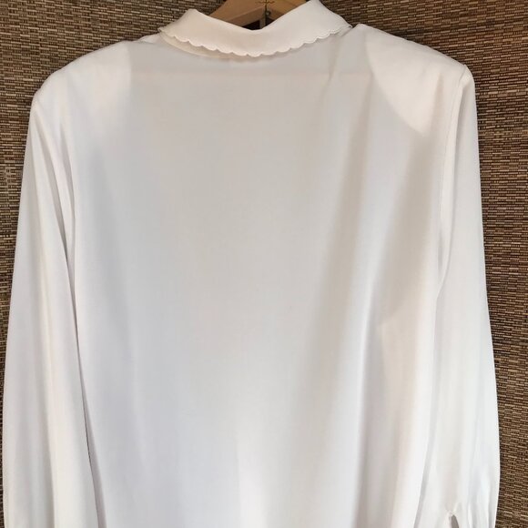 Koret Vintage 80s Cream Blouse: Size 16, Scalloped Eyelet Embroidery Detail - Picture 7 of 16